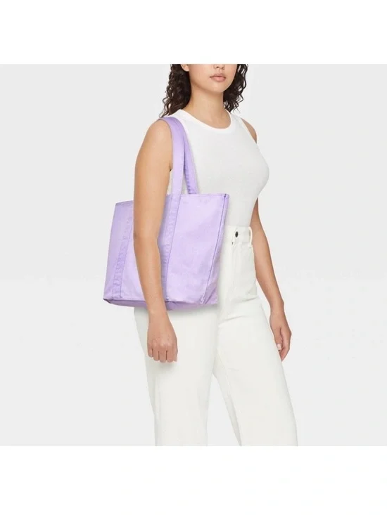 JoyLab Washed Canvas Tote Handbag - Lavender - Picture 2 of 8